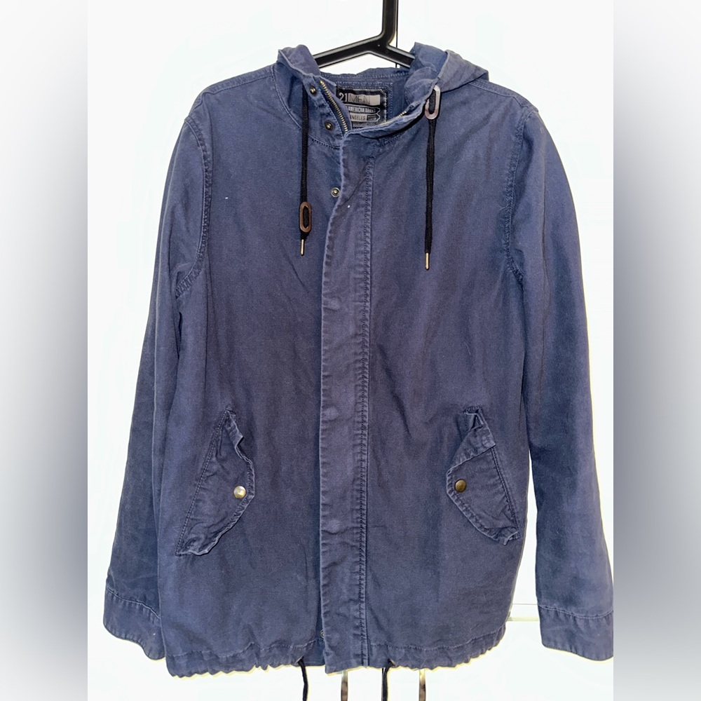 Men’s Navy Hooded Canvas Jacket